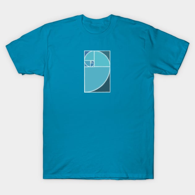 blue fibonacci spiral T-Shirt by weilertsen